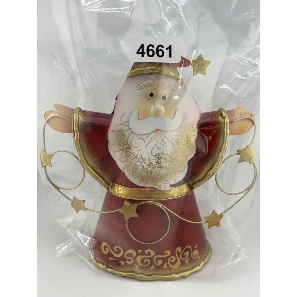 Vintage Holiday Christmas Decorative Metal Tin Santa Claus 8
